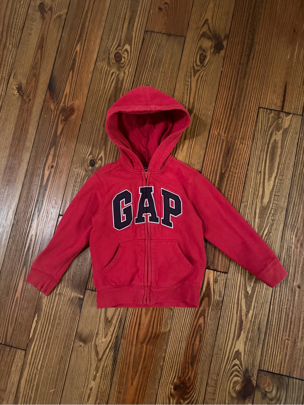 GAP Kids Red Zip Hoodie with Navy Logo